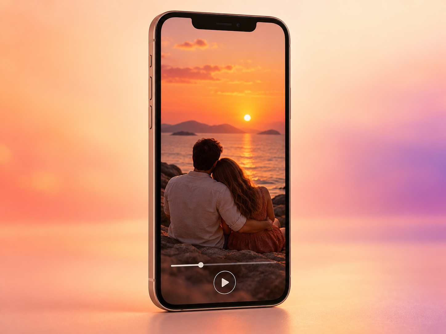 Telefon içinde gün batımlı fotoğraf klibi örneği